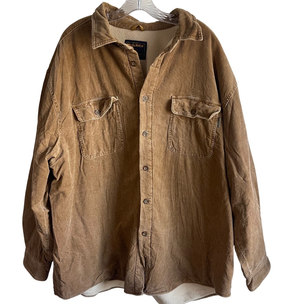 VTG Men Woolrich 2XL Buckskin Corduroy Sherpa Lined Shirt Jacket Made Hong Kong